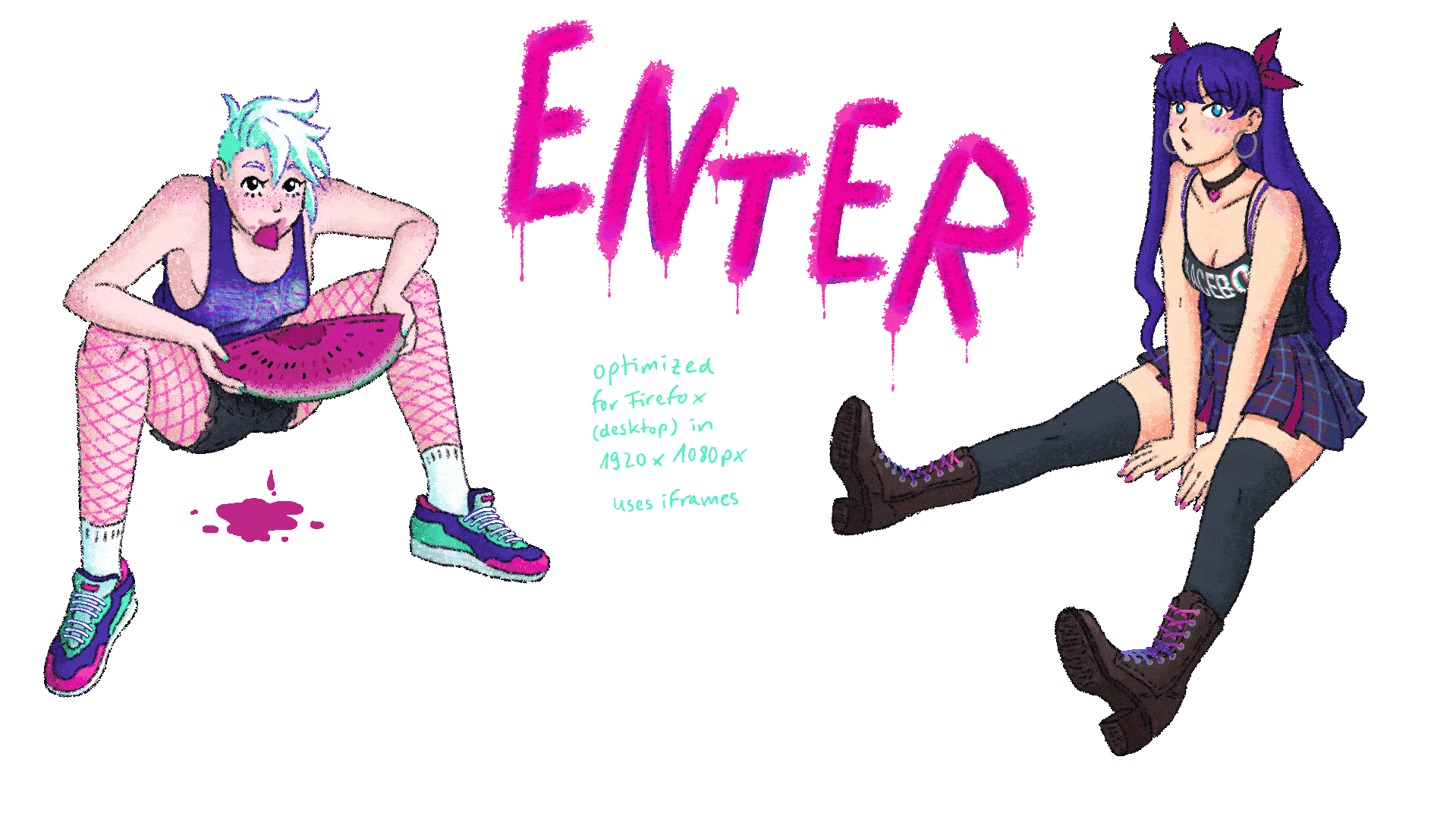 Click to Enter! Website optimized for Firefox on desktop in 1920x1080px and uses iframes