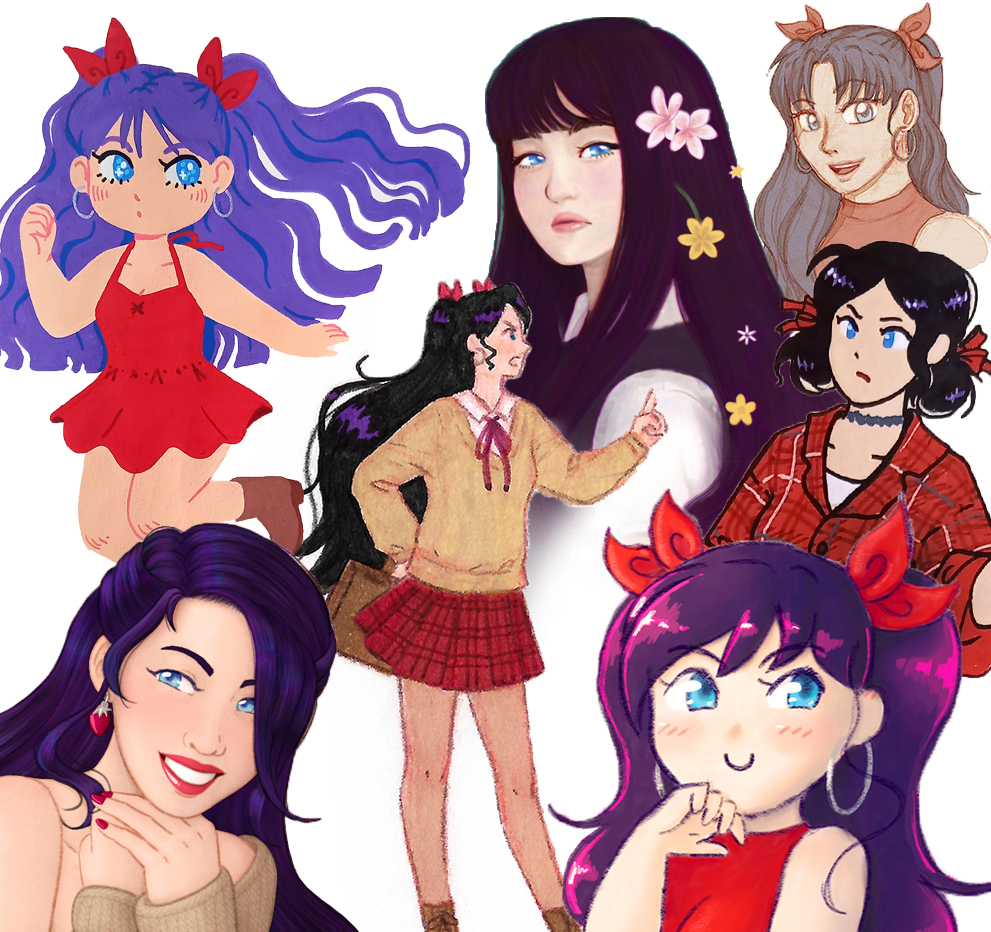 a compilation of several stylistically different depictions of Aileen drawn over the years